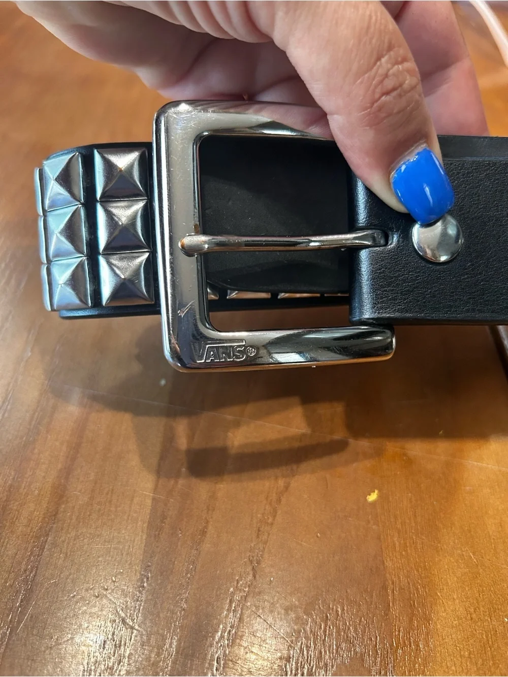 ⁠Vans Off The Wall Studded Leather Belt Metal Pyramid Studs Black Gothic⁠ L